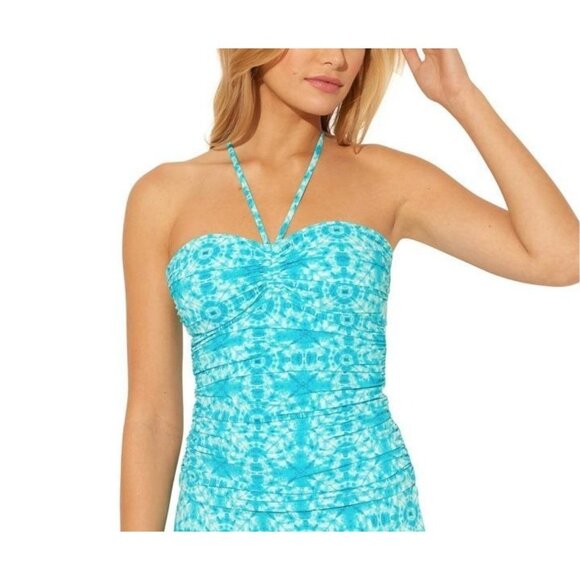 New Bleu Rod Beattie Bikini Top Swimwear Tie-Dye Halter Tummy Control Tankini 4 - Picture 1 of 9
